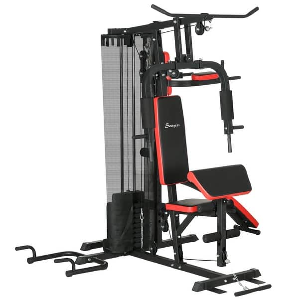 Soozier Multi Gym Workout Station with 143lbs Weight Stack, Home Gym ...