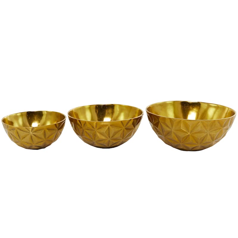 Aluminum Faceted Decorative Bowl (Set of 3) - S/3 14", 12", 10"W