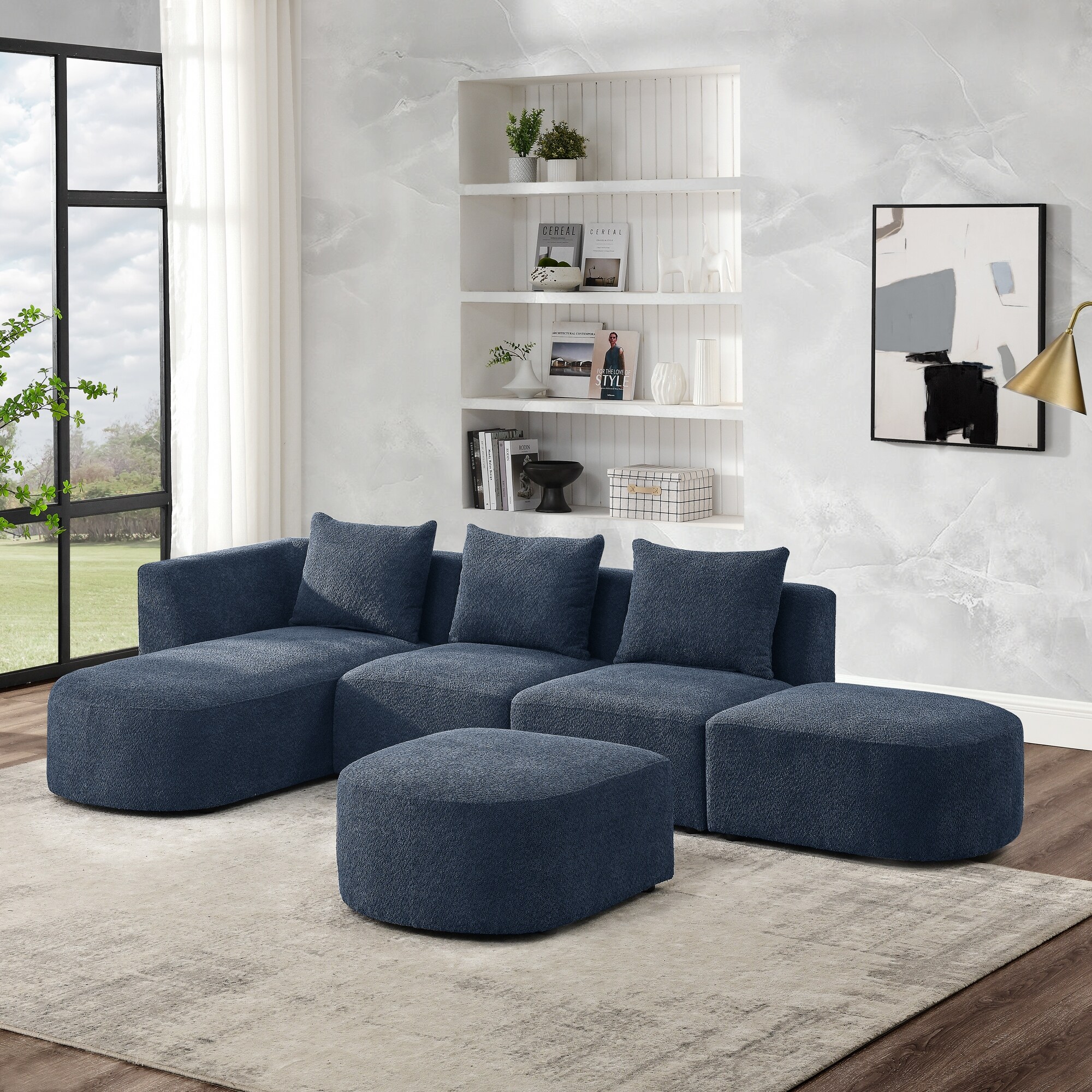 Single piece store sectional sofa