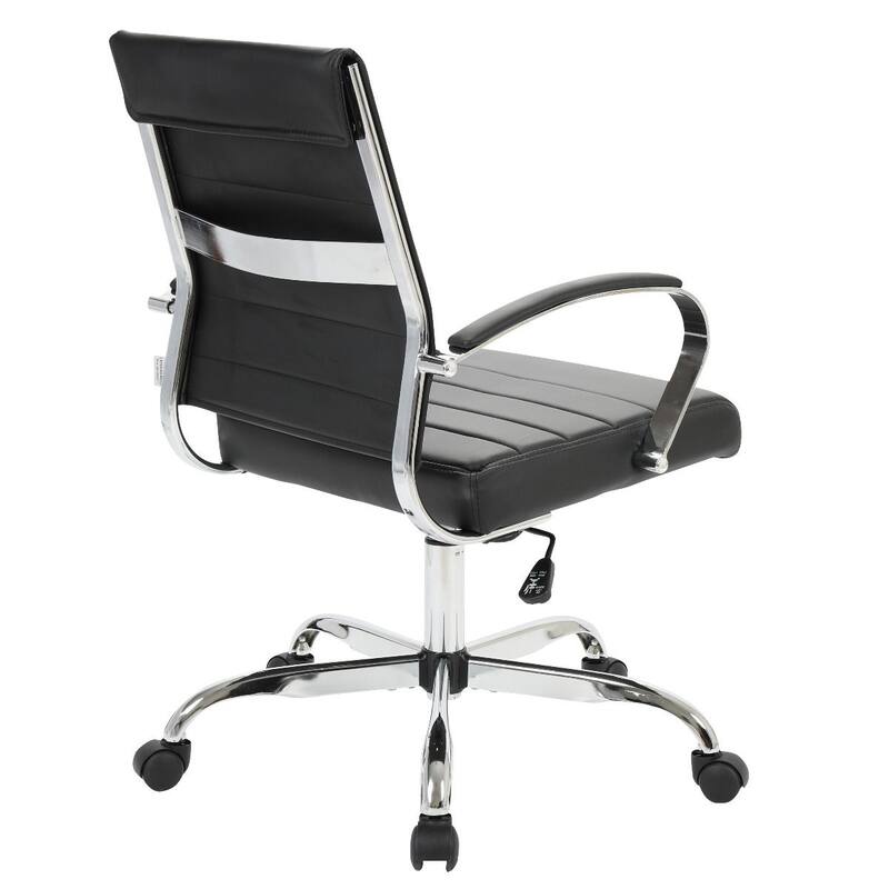 LeisureMod Benmar Mid-Back Swivel Leather Office Chair W/ Chrome Base