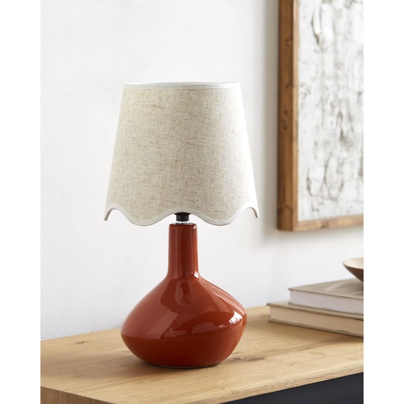 Livabliss Aviara Rustic Accent Table Lamp - Red/Grey