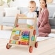 preview thumbnail 4 of 8, Gymax Wooden Baby Walker Baby Push Walker w/ Handle Storage & Wheels