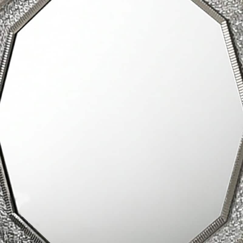 Cyl Vanity Dresser Mirror, Geometric Metallic Gray Backlit LED Frame - Metallic Gray