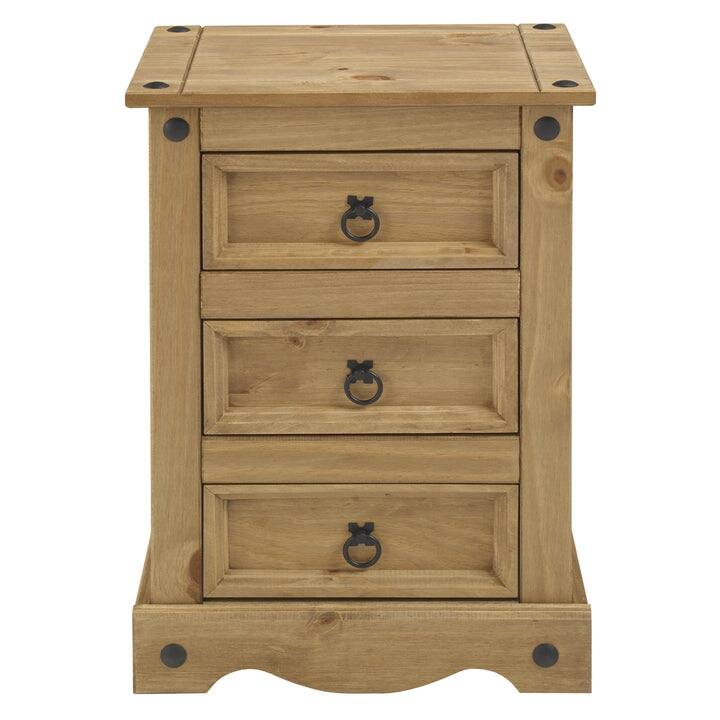 Wood Nighstand 3 Drawers Corona | Furniture Dash