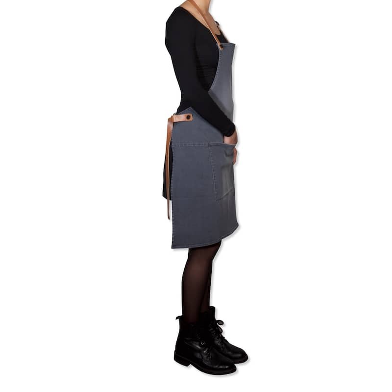 BBQ Style Apron Denim Washed Grey