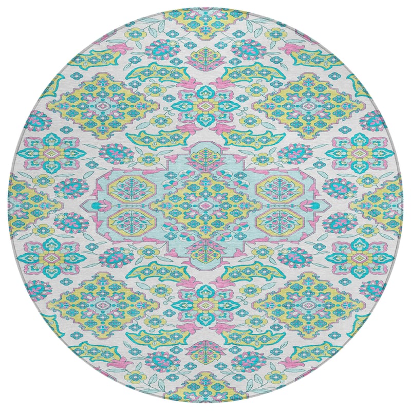 HomeRoots Medallion Traditional Rectangle Outdoor Rug