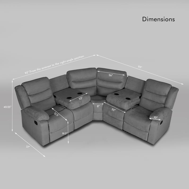 82" Width Polyester/Suede 5-Piece Manual Reclining Sectional Sofa