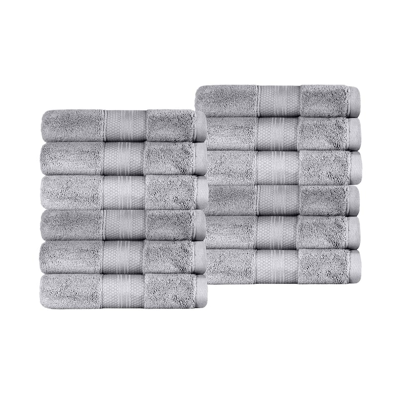 Superior Turkish Cotton Solid Heavyweight Face Towel Set of 12