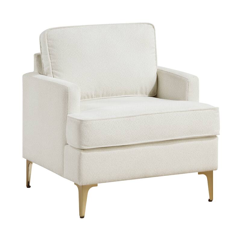 Grove 28.5" Chenille Accent Chair - Brushed Gold Finish Metal Legs - Beige