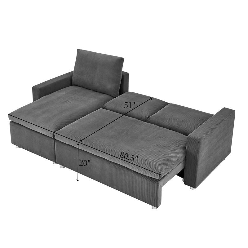 L Shaped Convertible Sleeper Sofa,90" Sectional Couch wStorage Chaise
