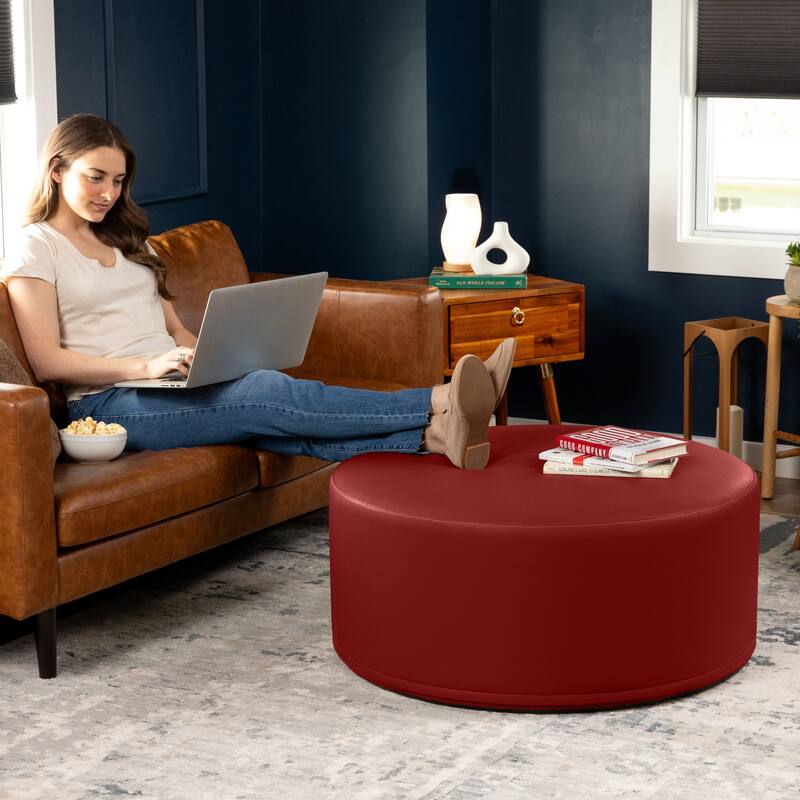 Jaxx Candler Round Couch Ottoman Large Coffee Table & Foot Rest