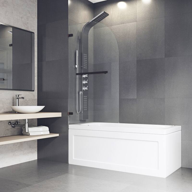 Vigo Orion 58" High x 34" Wide Hinged Frameless Tub Shower Door with
