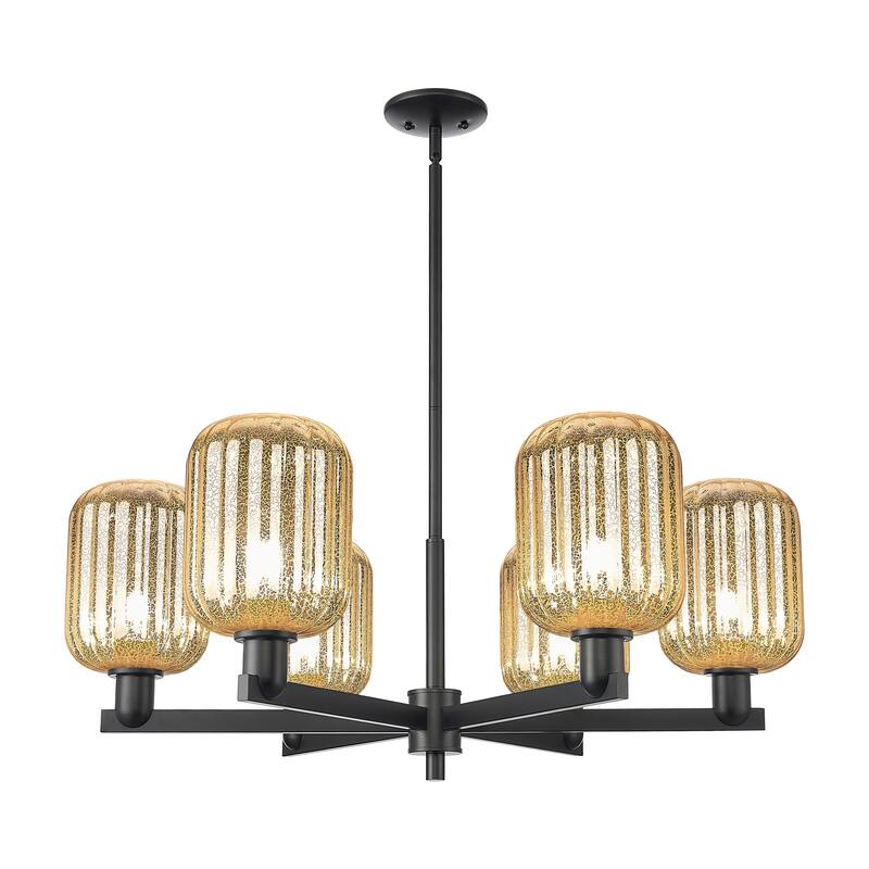 Innovations Lighting Downtown Urban - Preston - 6 Light 24" Jar Shade Stem Hung Chandelier