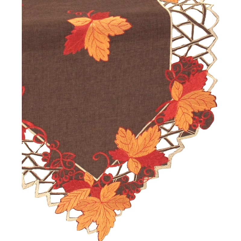 Embroidered Cutwork Fall Table Runner - 15" x 54"