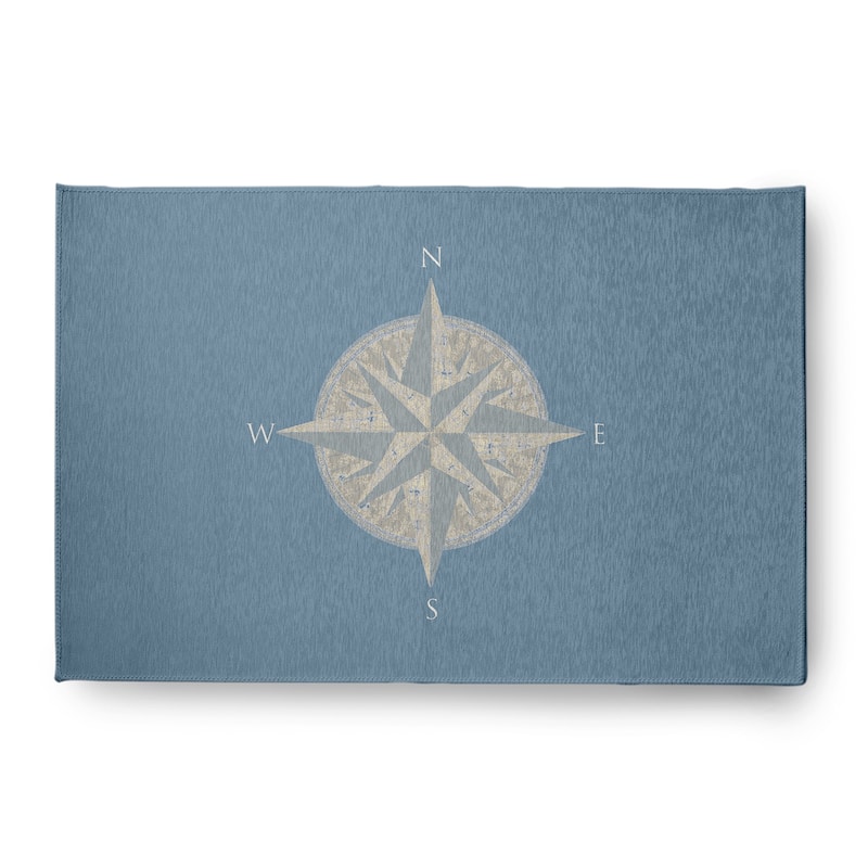 Compass Nautical Indoor/Outdoor Rug - Dusty Smoke - 4' x 6'