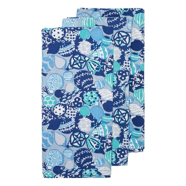 slide 1 of 1, Couleur Nature Ornaments Tea Towels - Set of 3 Blue/White