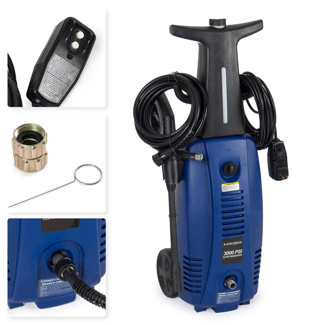 Shop Arksen 3000 Psi Burst Power Electric High Pressure Washer 2000 Watt Motor Blue Overstock 15911904