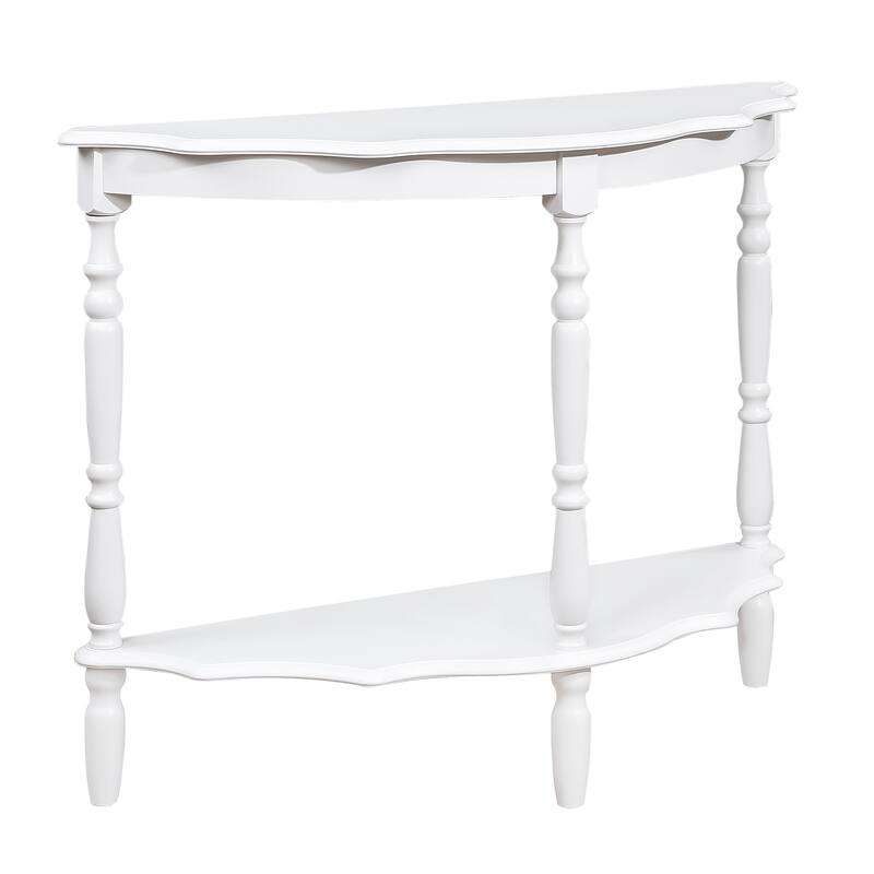 Retro Half-Moon Console Table with Open Shelf