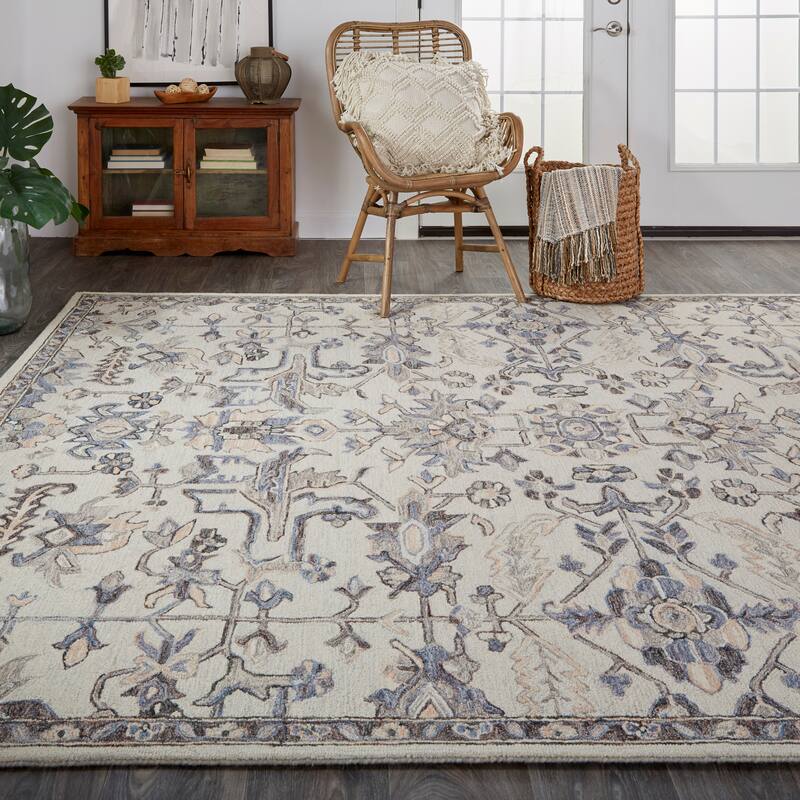 Faris Rustic Farmhouse Rug, Flora/Fauna, Gray/Golden, Accent Rug