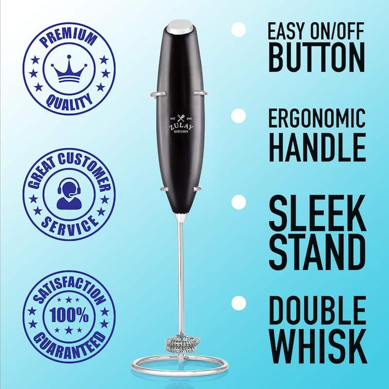 Zulay Kitchen Double Whisk Milk Frother Handheld Mixer