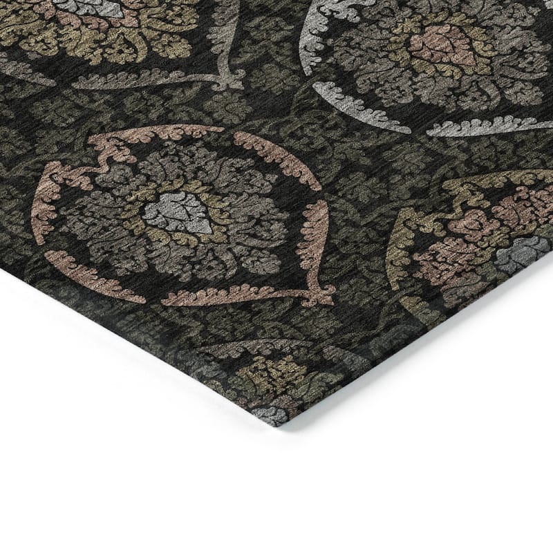 Machine Washable Indoor/ Outdoor Chantille Traditional Damask Rug