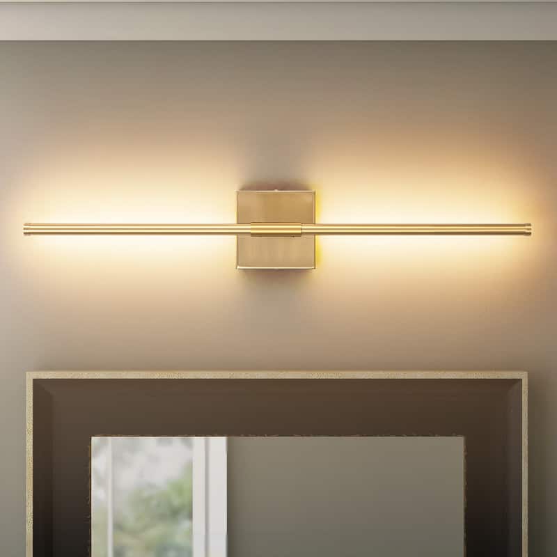 1-Light Modern Linear Aluminum Dimmable Integrated LED 3000K Warm Light Bathroom Vanity Lights for Mirror