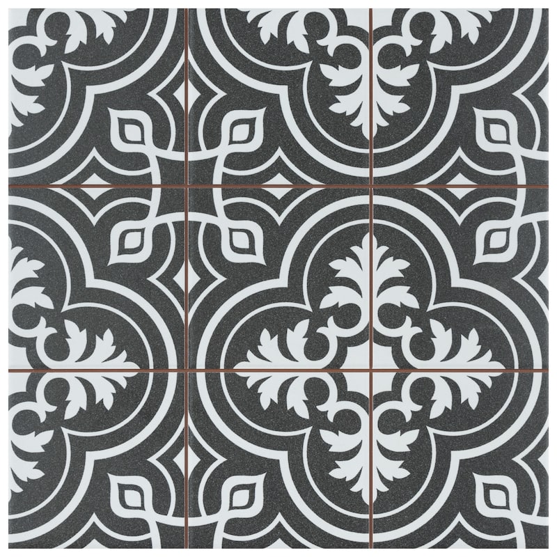 Merola Tile Harmonia Vintage Black 13" x 13" Ceramic Floor and Wall Tile