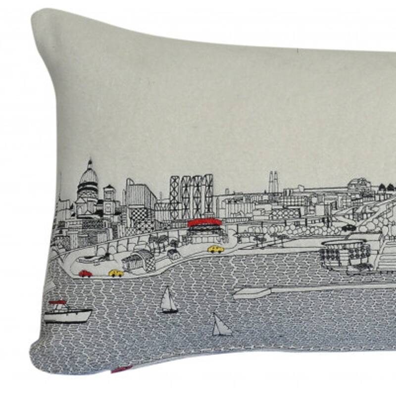 HomeRoots 35" White Milwaukee Daylight Skyline Lumbar Decorative Pillow