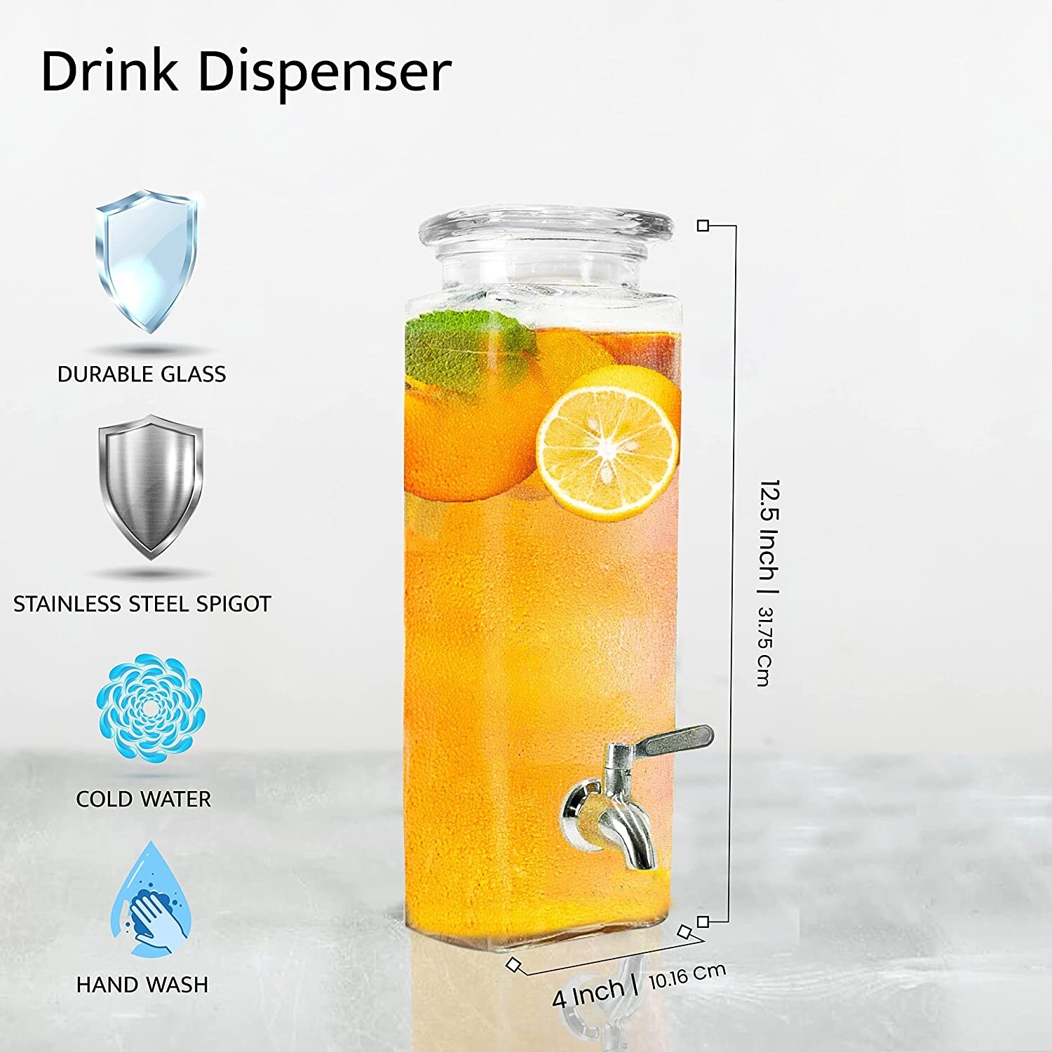 JoyJolt Glass Fluted Drink Dispenser with Spigot, Ice Infuser, & Fruit  Infuser - 1 Gallon, Large Party Drink Dispenser