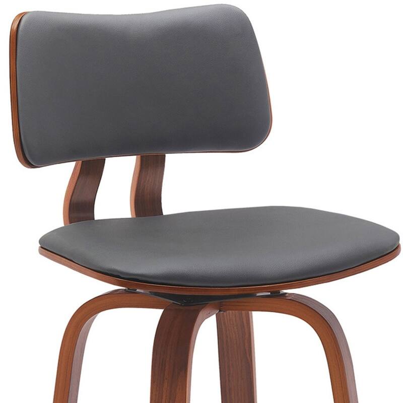 Faux Leather Armless Counter Height Bar Chair with Wood Frame, Swivel and Footrest