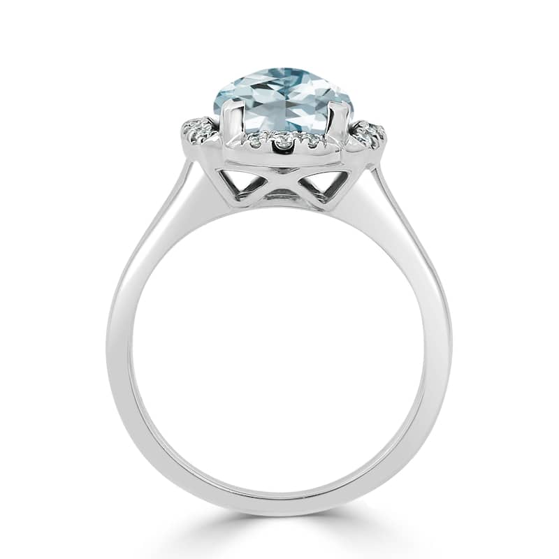 Auriya 2 3/8ct Cushion-cut Aquamarine Halo Diamond Engagement Ring 1/8ctw 14k Gold