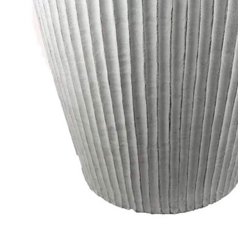 Nios Decorative Vase, Elongated Design, 26 Inch Weathered White Resin