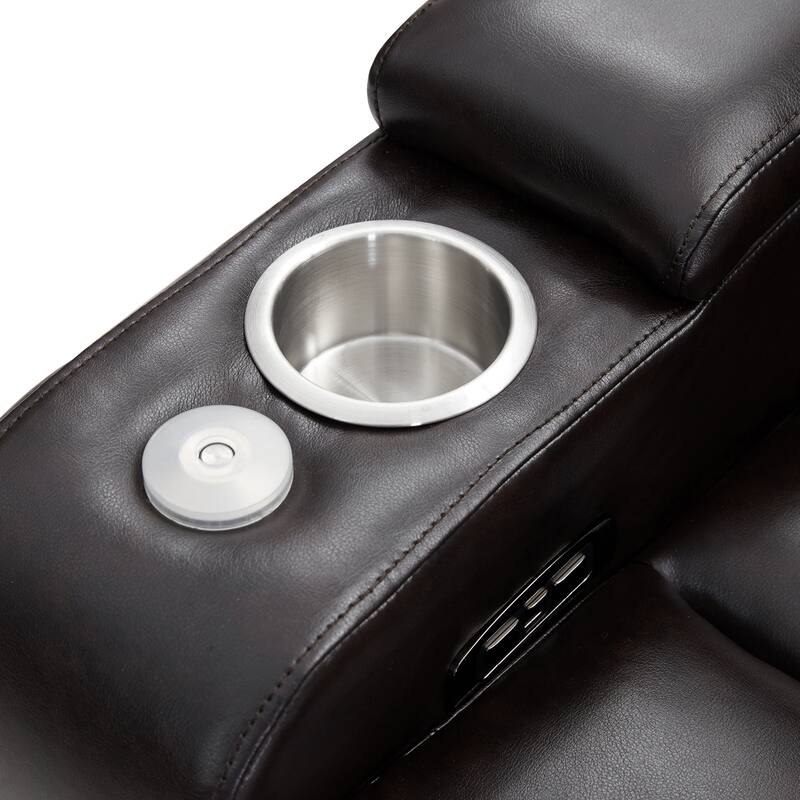 Power Motion Recliner with USB Charging Port and Hidden Arm Storage 2 Convenient Cup Holders Design and 360° Swivel Tray Table
