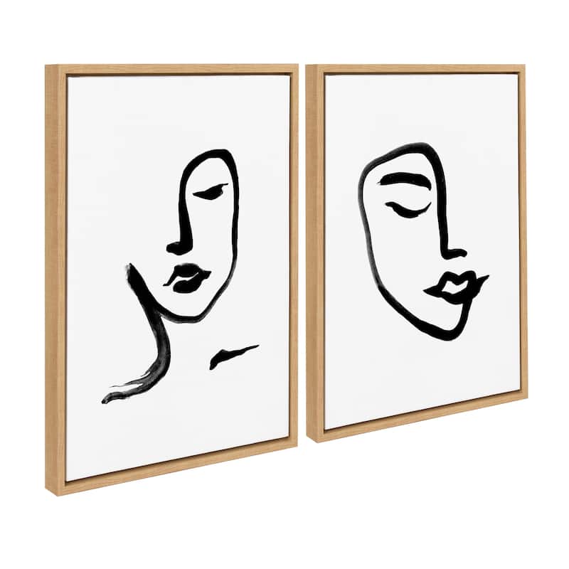 Kate and Laurel Sylvie Woman Face Art and Face Line Print Framed Canvas Set by Viola Kreczmer