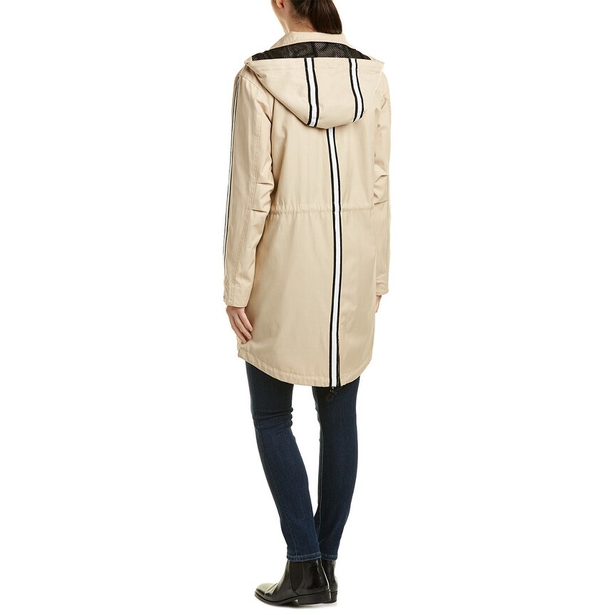 rachel double breasted long trench coat with detachable hood