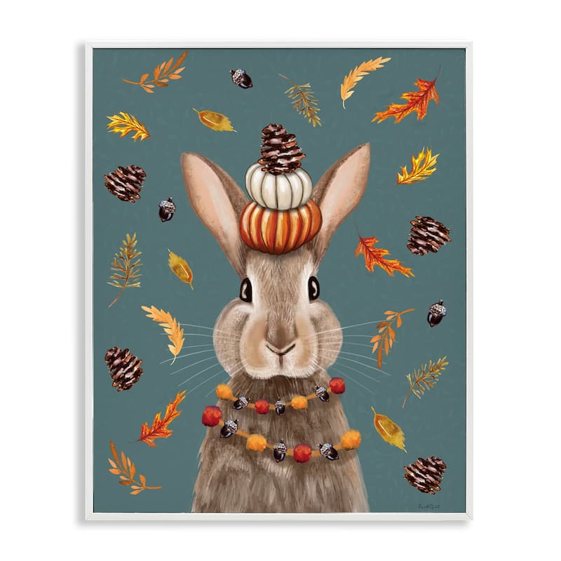 Stupell Festive Autumnal Hare Framed Giclee Art Design By Elizabeth Tyndall - 24 x 30 - White