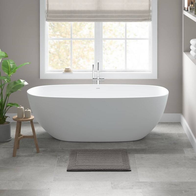 24 x 72" Cotton Tufted 3000 GSM Reversible Bath Rug - Charcoal