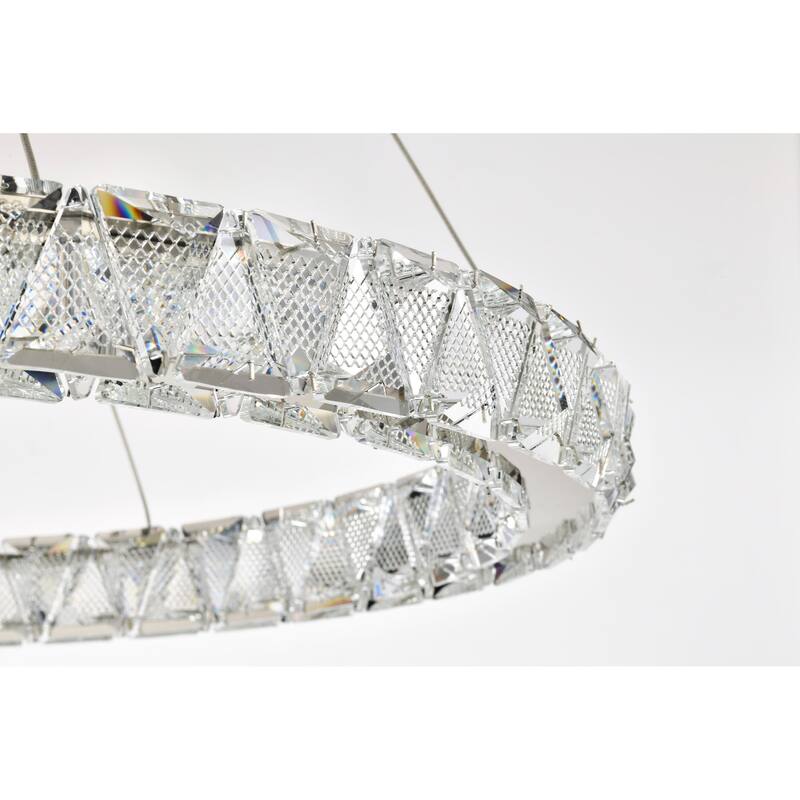 Asher LED 36 Inch Round Pendant Polished Nickel Finish K9 Crystal - Polished Nickel