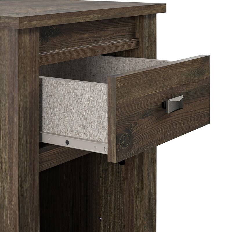 Rustic Nightstand with Retro Design and Ample Storage for Country Themed Bedroom
