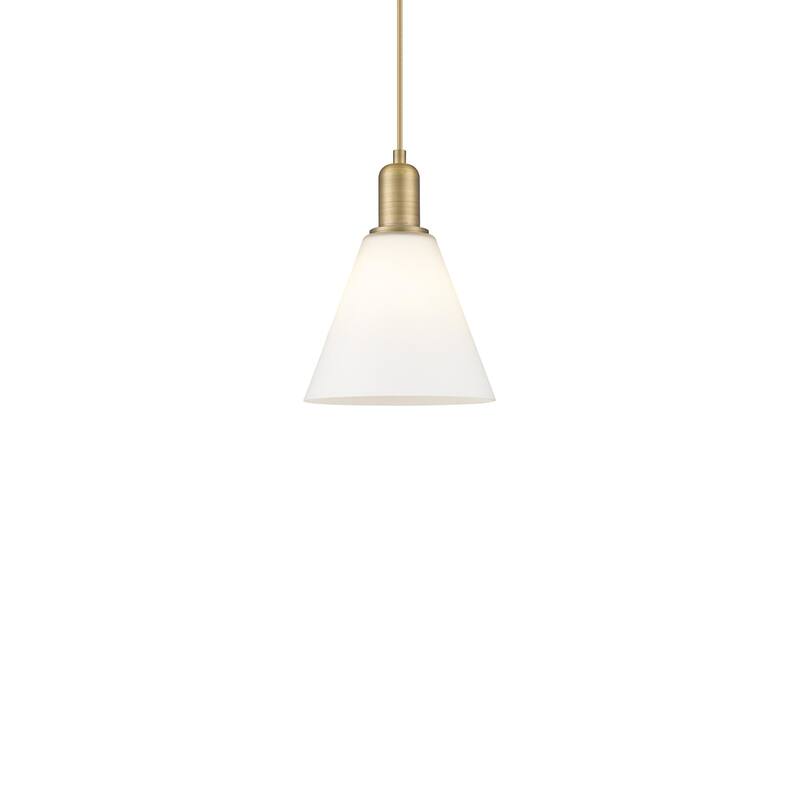 Innovations Lighting 716-1P-11-8 Berkshire Glass Pendant Berkshire - Brushed Brass / Matte White