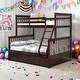 preview thumbnail 1 of 18, House Bed with Roof Design Twin/Twin House Bunk Bed With Shelves And Drawers,Sturdy Construction Loft Bed Espresso