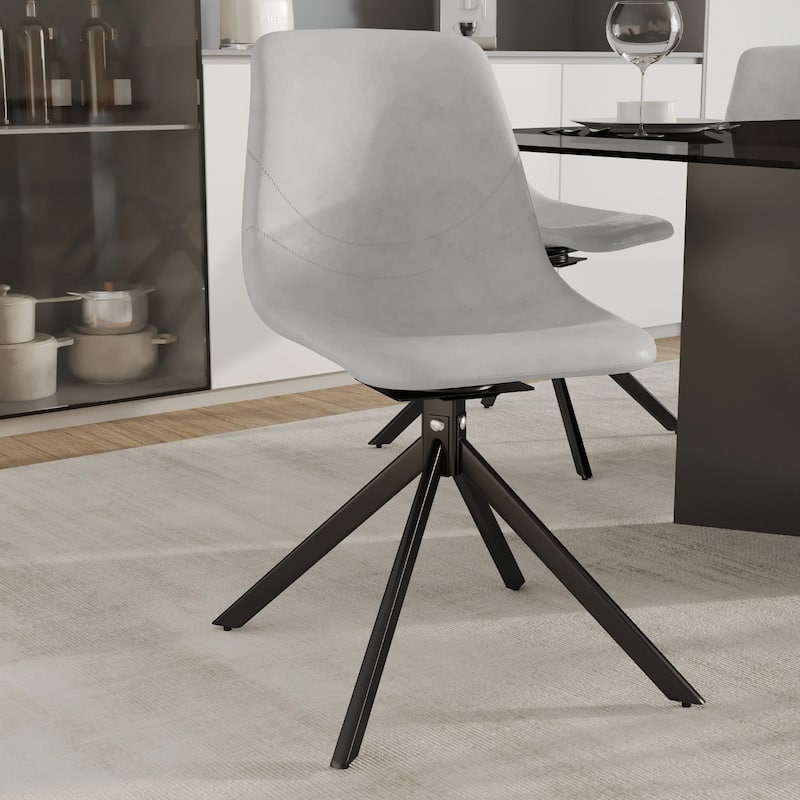 Markley Leather Dining Chair 360 Degree Swivel with Iron legs Modern Accent Side Chair Set of 2