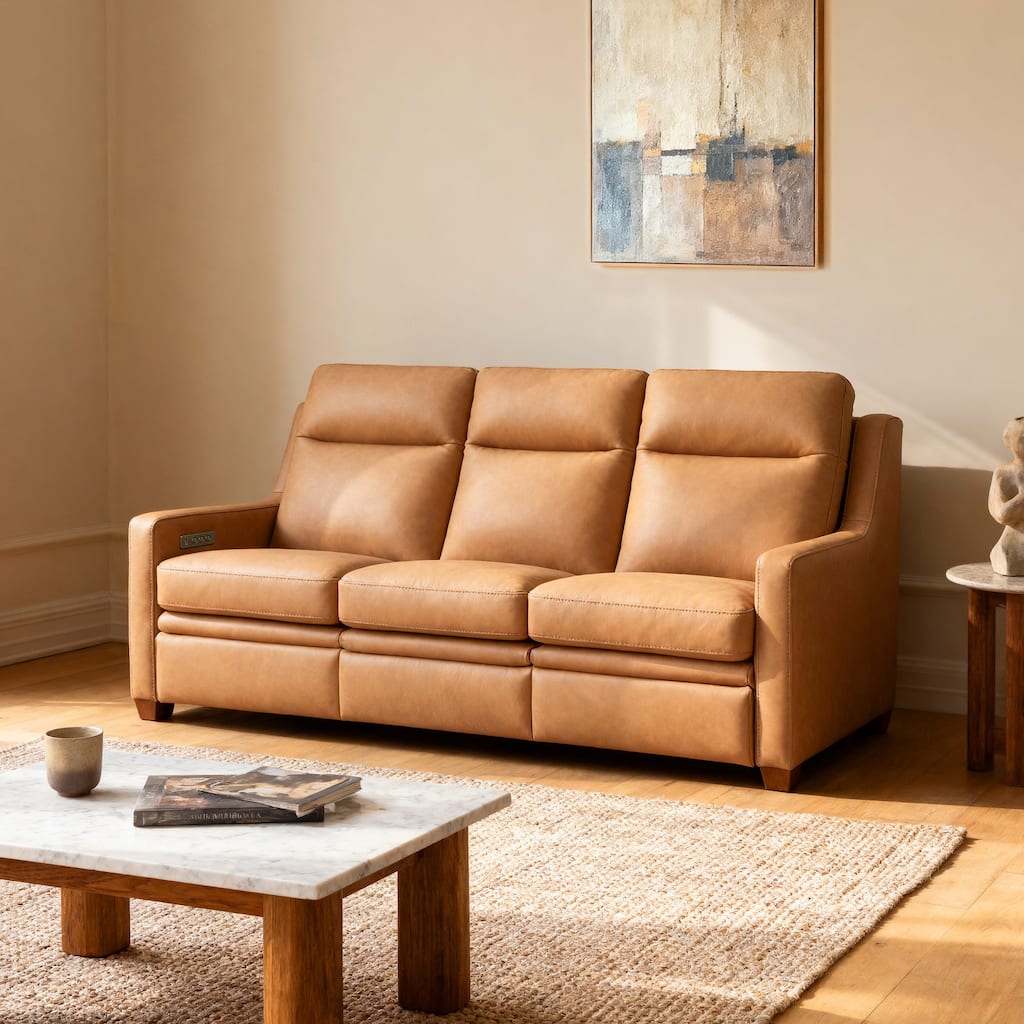 Genuine Leather Recliner Sofa 78" Triple-Motor Power Zero-Wall Reclining 3-Seat Sofa with USB&USB-C Port