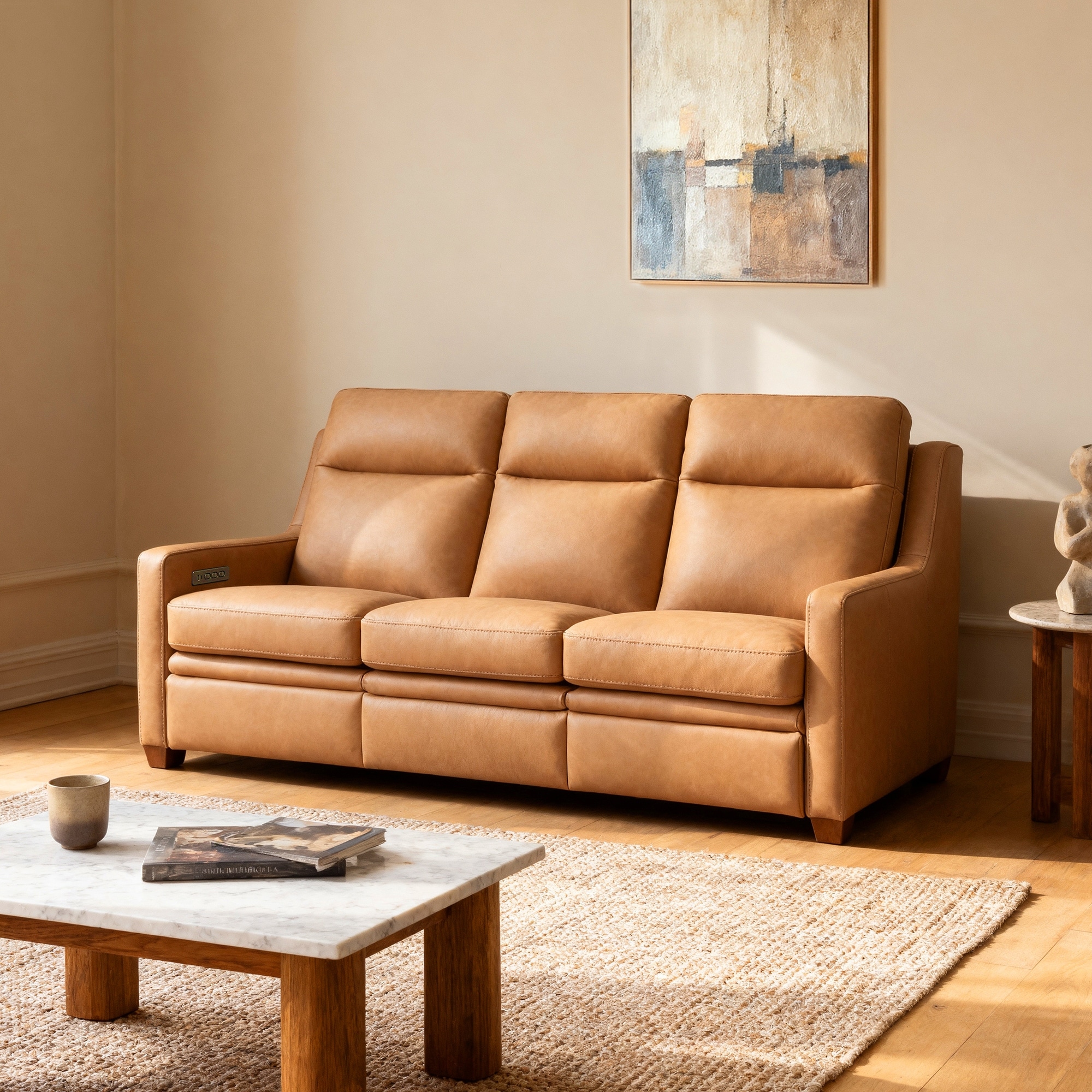 Genuine Leather Recliner Sofa 78" Triple-Motor Power Zero-Wall Reclining 3-Seat Sofa with USB&USB-C Port