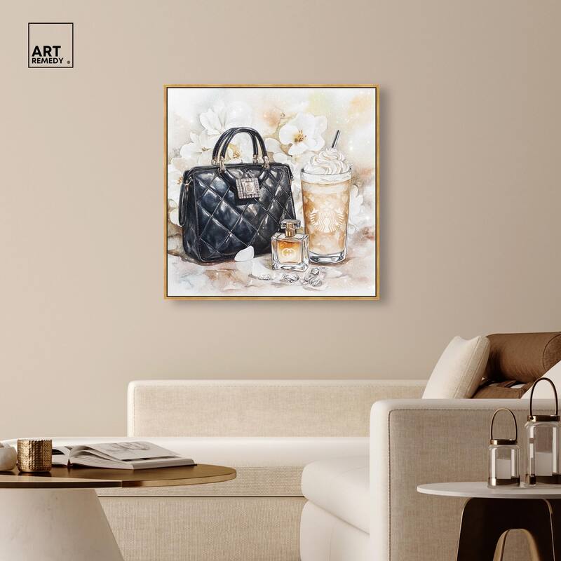 Trinkets and White Floral Canvas by Art Remedy
