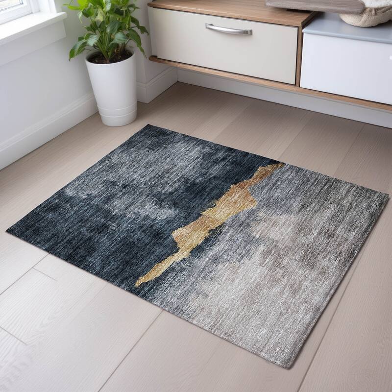 Premium Washable Super Soft Modern Chic Mayfield Rug - Blue - 1'8" x 2'6"