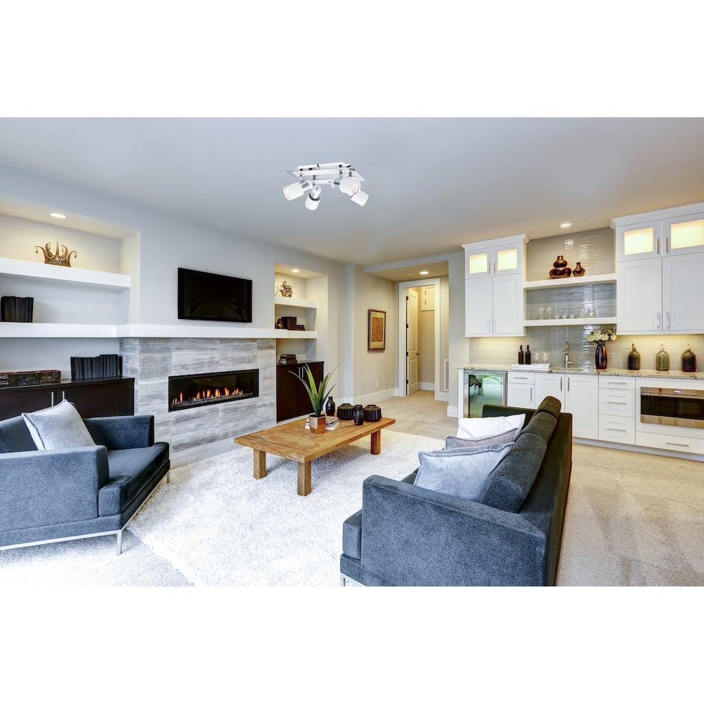 Eglo Davida 4-Light Chrome and White Semi-Flush Mount with White Glass