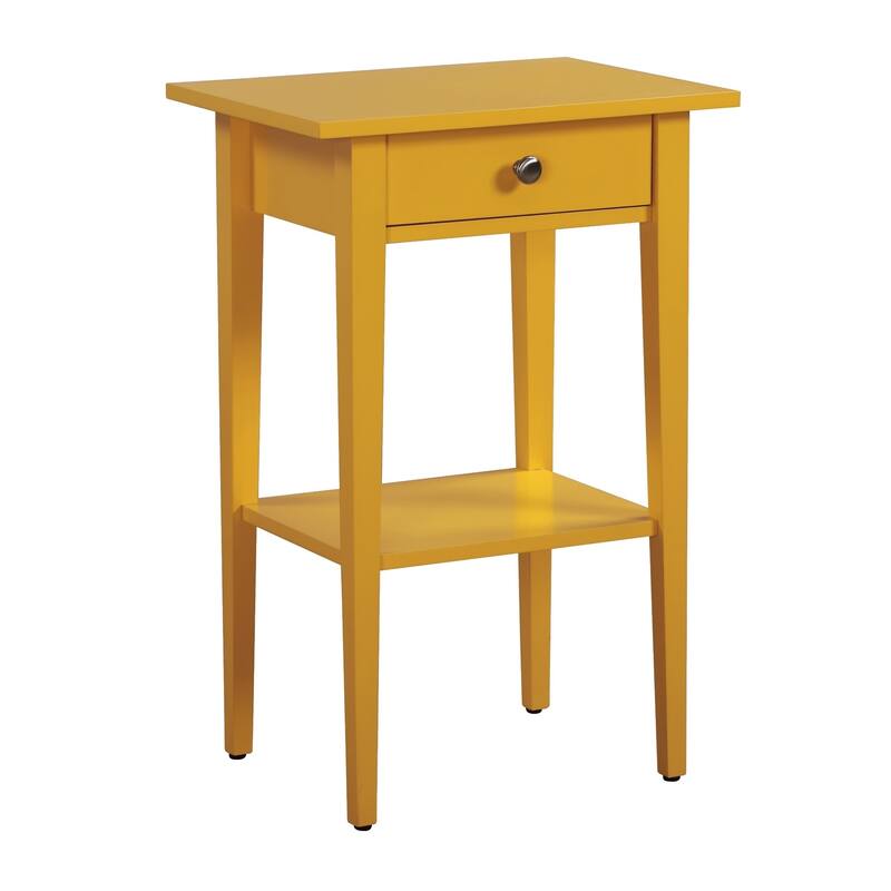 1-Drawer Wooden Nightstand with Open Shelf - 28" - Yellow