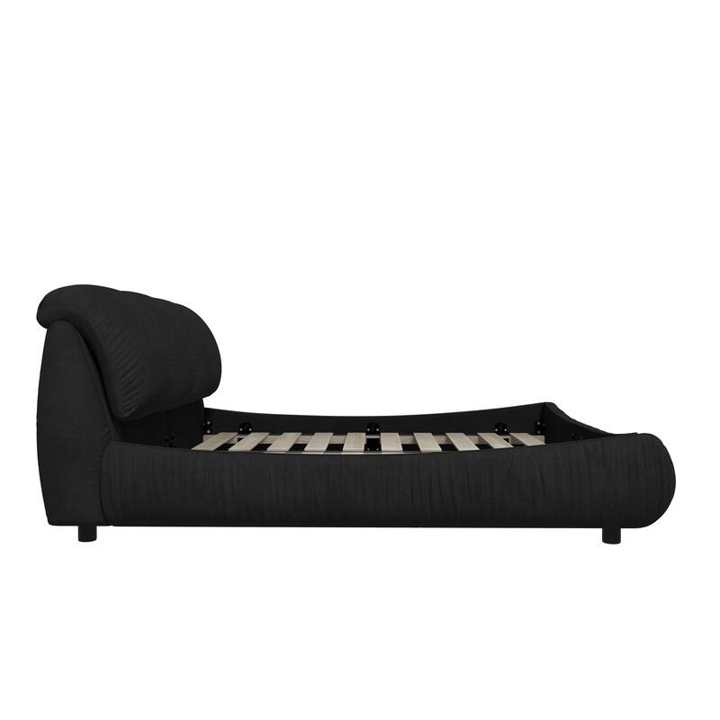 Sturdy King Size Upholstered Bed Frame with Elegant Headboard and Solid Wood Construction.