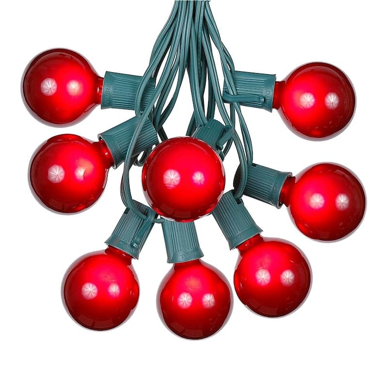 25 Foot G50 Outdoor Globe Patio String Lights - Set of 25 G50 Globe Bulbs - Red